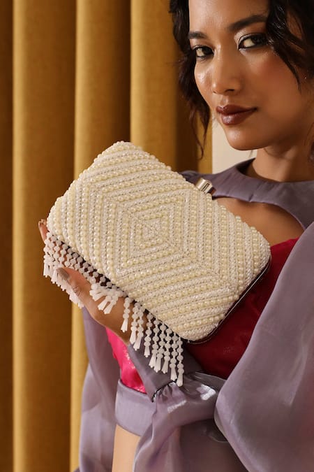 THE TAN CLAN Pearl Work Clutch Bag 