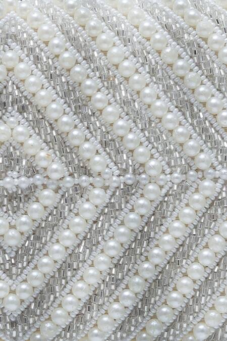 Buy_The Tan Clan_White Pearls Work Clutch Bag 