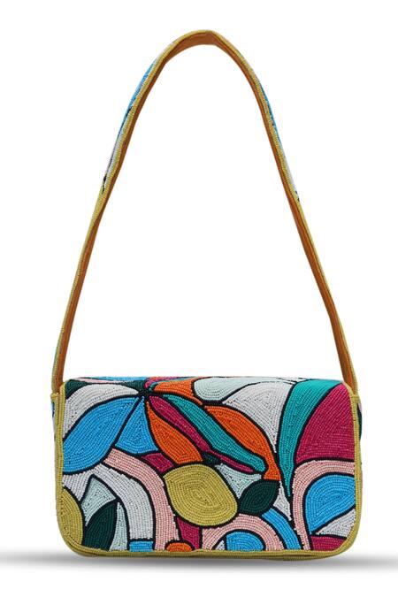 The Tan Clan Multi Color Beads Poppy Embellished Bag Online at Aza Fashions The Tan Clan_Multi Color Beads Poppy Embellished Bag _Online_at_Aza_Fashions