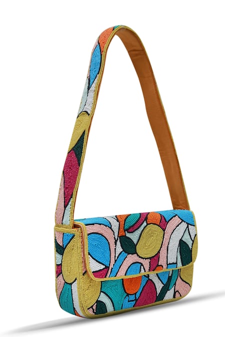 Shop The Tan Clan Multi Color Beads Poppy Embellished Bag Online at Aza Fashions Shop_The Tan Clan_Multi Color Beads Poppy Embellished Bag _Online_at_Aza_Fashions