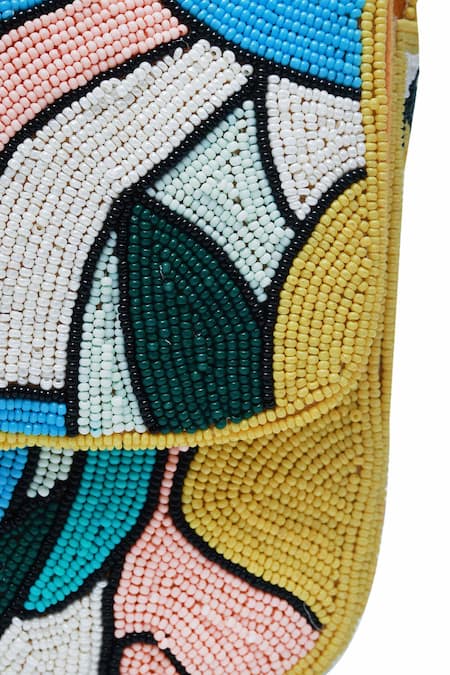 Buy The Tan Clan Multi Color Beads Poppy Embellished Bag Buy_The Tan Clan_Multi Color Beads Poppy Embellished Bag