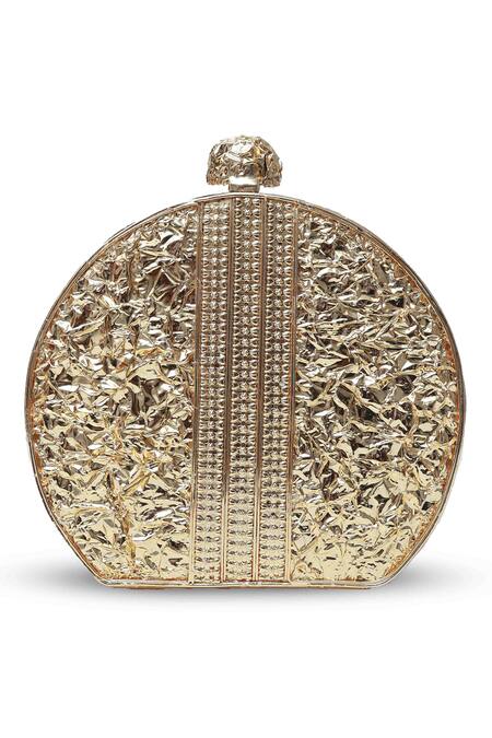 Buy The Tan Clan Gold Stone Roma Work Round Clutch Bag Buy_The Tan Clan_Gold Stone Roma Work Round Clutch Bag