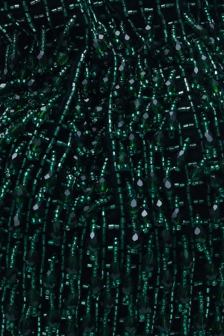 The Tan Clan_Green Bead Rosa Tassel Work Potli Bag _Online_at_Aza_Fashions