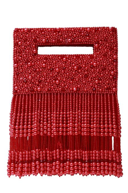 Buy The Tan Clan Red Bead Ruby Embellished Flap Over Clutch Bag Online at Aza Fashions Buy_The Tan Clan_Red Bead Ruby Embellished Flap Over Clutch Bag _Online_at_Aza_Fashions