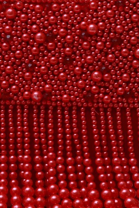 The Tan Clan Red Bead Ruby Embellished Flap Over Clutch Bag at Aza Fashions The Tan Clan_Red Bead Ruby Embellished Flap Over Clutch Bag _at_Aza_Fashions