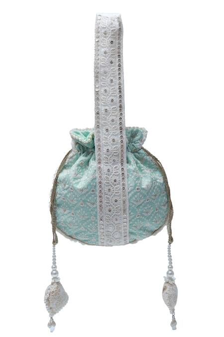 Shop The Tan Clan Blue Thread Ruhi And Sequin Potli Bag Online at Aza Fashions Shop_The Tan Clan_Blue Thread Ruhi And Sequin Potli Bag _Online_at_Aza_Fashions