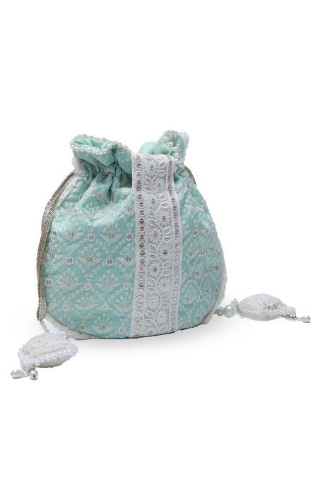 Buy The Tan Clan Blue Thread Ruhi And Sequin Potli Bag Buy_The Tan Clan_Blue Thread Ruhi And Sequin Potli Bag