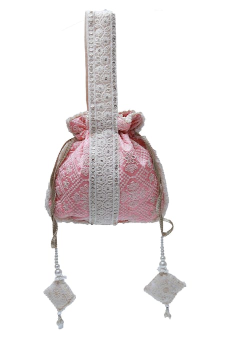 Shop The Tan Clan Pink Thread Ruhi Embroidered Potli Bag at Aza Fashions Shop_The Tan Clan_Pink Thread Ruhi Embroidered Potli Bag _at_Aza_Fashions