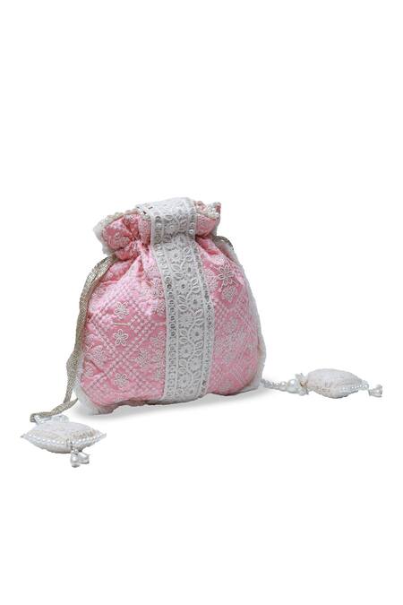 The Tan Clan Pink Thread Ruhi Embroidered Potli Bag Online at Aza Fashions The Tan Clan_Pink Thread Ruhi Embroidered Potli Bag _Online_at_Aza_Fashions