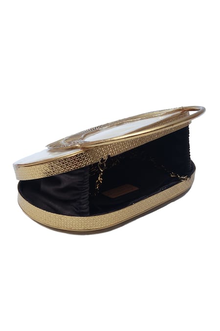 Shop The Tan Clan Gold Metallic Thread Stella Mother Of Pearl Clutch Bag Online at Aza Fashions Shop_The Tan Clan_Gold Metallic Thread Stella Mother Of Pearl Clutch Bag _Online_at_Aza_Fashions