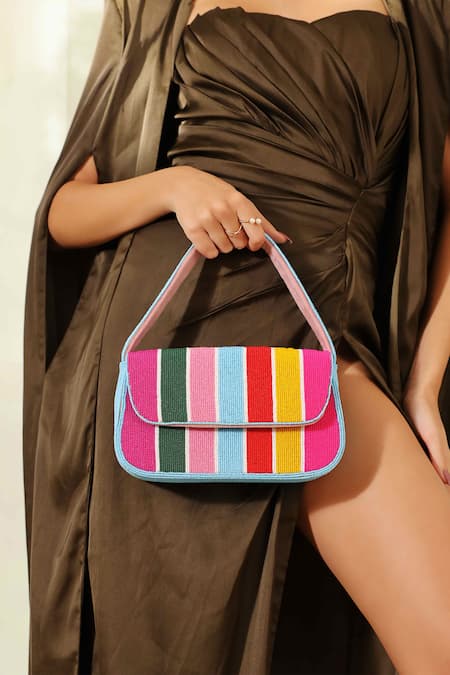 THE TAN CLAN Striped Baguette Bag 