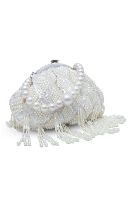 Buy The Tan Clan White Pearls, Tassels Tara And Bag Online at Aza Fashions Buy_The Tan Clan_White Pearls, Tassels Tara And Bag _Online_at_Aza_Fashions