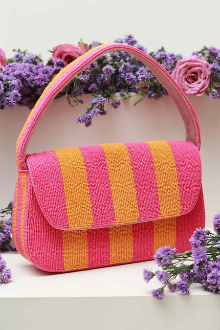 Shop The Tan Clan Multi Color Beads Tulip Work Bag at Aza Fashions Shop_The Tan Clan_Multi Color Beads Tulip Work Bag _at_Aza_Fashions