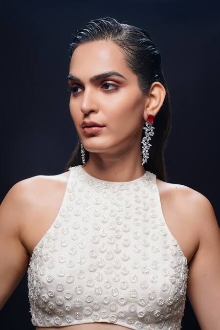 Ashutosh Joshi Ivory Crepe, Net, Bamboo Embroidery, Beads Round Neck Surabhi Hand Lehenga Set Online at Aza Fashions Ashutosh Joshi_Ivory Crepe, Net, Bamboo Embroidery, Beads Round Neck Surabhi Hand Lehenga Set _Online_at_Aza_Fashions