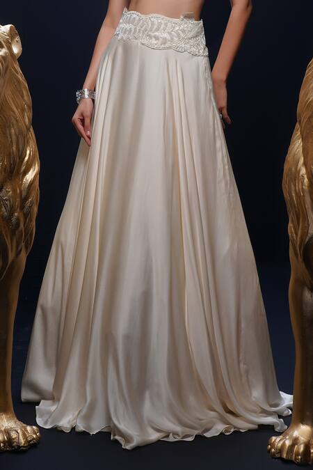 Shop Ashutosh Joshi Ivory Crepe, Net, Bamboo Embroidery, Beads Round Neck Surabhi Hand Lehenga Set Online at Aza Fashions Shop_Ashutosh Joshi_Ivory Crepe, Net, Bamboo Embroidery, Beads Round Neck Surabhi Hand Lehenga Set _Online_at_Aza_Fashions