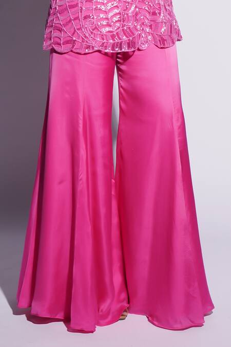 Ashutosh Joshi Pink Net, Crepe, Bamboo, Brocade, Silk Umi Hand Sharara Set With Waist Belt Online at Aza Fashions Ashutosh Joshi_Pink Net, Crepe, Bamboo, Brocade, Silk Umi Hand Sharara Set With Waist Belt _Online_at_Aza_Fashions