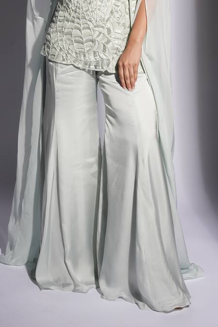 Buy Ashutosh Joshi Blue Organza, Net, Crepe Embroidery Round Neck Nayah Hand Sharara Set With Cape Online at Aza Fashions Buy_Ashutosh Joshi_Blue Organza, Net, Crepe Embroidery Round Neck Nayah Hand Sharara Set With Cape _Online_at_Aza_Fashions