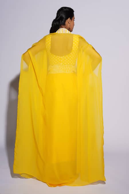 Ashutosh Joshi Sufi Hand Embroidered Sharara Set With Cape 