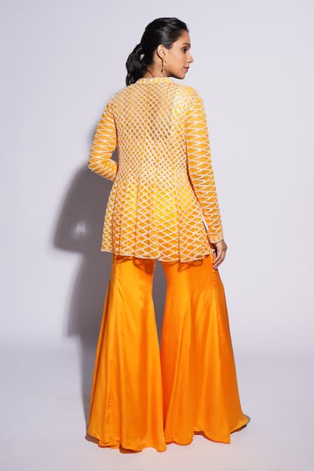 Ashutosh Joshi Rufat Hand Embroidered Sharara Set With Cape 