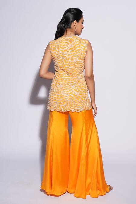 Ashutosh Joshi Sai Hand Embroidered Kurta Sharara Set 