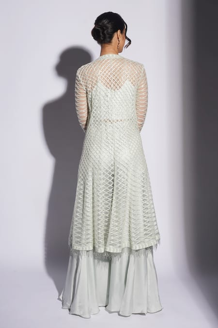 Ashutosh Joshi Yanin Hand Embroidered Anarkali Sharara Set 