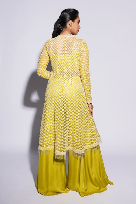 Ashutosh Joshi Esas Hand Embroidered Anarkali Sharara Set 