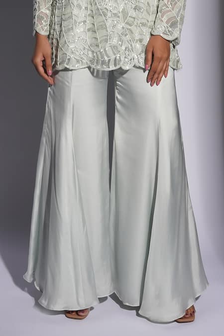 Buy Ashutosh Joshi Blue Net, Crepe, Bamboo Embroidery Round Sani Hand Sharara Set With Waist Belt Online at Aza Fashions Buy_Ashutosh Joshi_Blue Net, Crepe, Bamboo Embroidery Round Sani Hand Sharara Set With Waist Belt _Online_at_Aza_Fashions