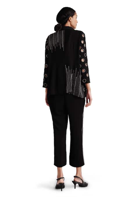 Elarra By Pratyancha Ring Embroidered Top Blazer Set 