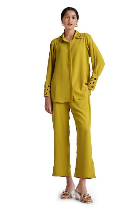 Elarra By Pratyancha Ring Embellished Shirt & Pant Set 