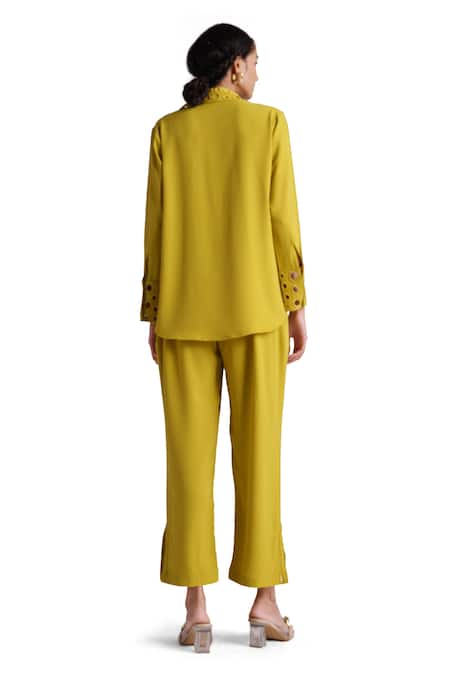 Elarra By Pratyancha Ring Embellished Shirt & Pant Set 