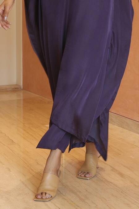 Buy Izzumi Mehta Purple Modal, Silk Gota Patti, Embroidery Round Neck Yoke Kaftan With Pant Online at Aza Fashions Buy_Izzumi Mehta_Purple Modal, Silk Gota Patti, Embroidery Round Neck Yoke Kaftan With Pant _Online_at_Aza_Fashions