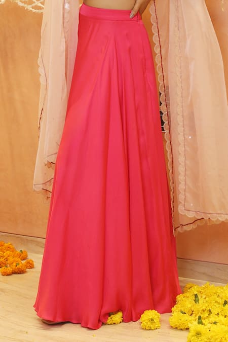 Buy_Izzumi Mehta_Pink Modal, Silk, Organza Gota Patti, Beads, Embroidery Blouse And Lehenga Set _Online_at_Aza_Fashions