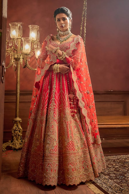 Kalighata Vivah Zari Embroidered Blossom Bridal Lehenga Set 