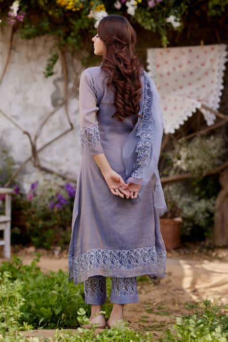 Naaz By Noor Butterfly Sequin Placket Embroidered Kurta Set