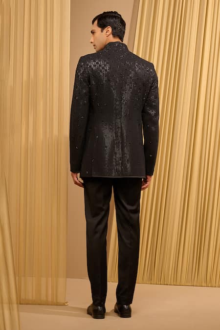 Tarun Tahiliani Geometric Pattern Embroidered Bandhgala Set 