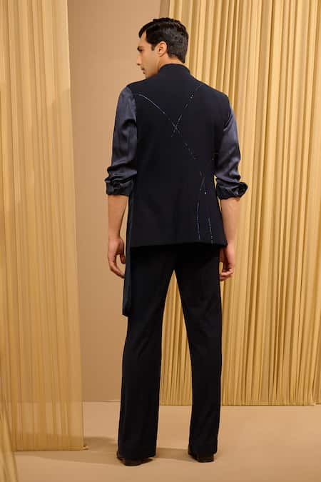 Tarun Tahiliani Draped Waistcoat & Trouser Set 