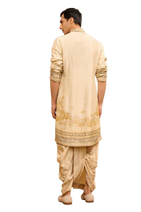 Shop_Tarun Tahiliani_Beige Silk Dupion Printed Pichwai Kurta 