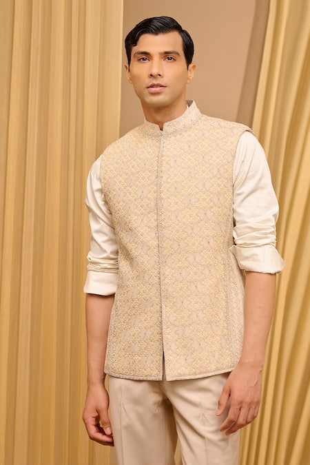 Tarun Tahiliani Chikankari Work Waistcoat 