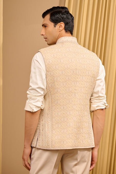 Tarun Tahiliani Chikankari Work Waistcoat 