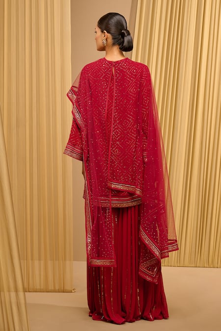 Tarun Tahiliani Mukaish Work Sharara Drape Set 