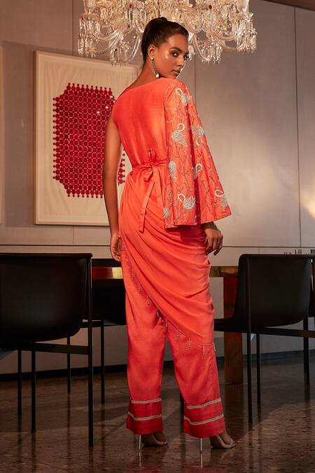 Babita Malkani Crystal Embellished Draped Jacket Set 