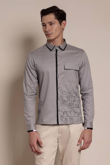 Lacquer Embassy Sky Tower Placement Embroidered Shirt 