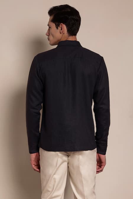 Lacquer Embassy Floral Stripe Thread Embroidered Shirt 