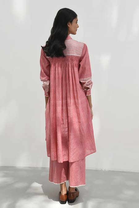 Shop_Payal Pratap_Pink Handloom Cotton Plain Celine Pant _at_Aza_Fashions