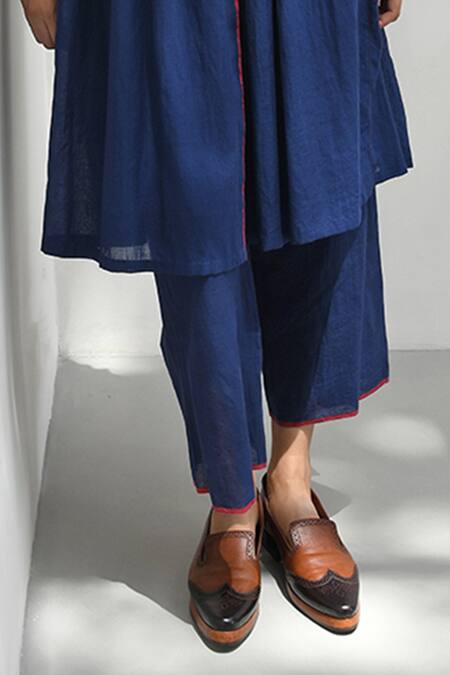 Payal Pratap_Blue Handloom Cotton Plain Florina Pant _Online_at_Aza_Fashions