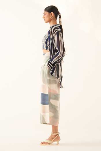 Shop_OFRIDA_Multi Color Lycra Wave Print Culotte_Online_at_Aza_Fashions