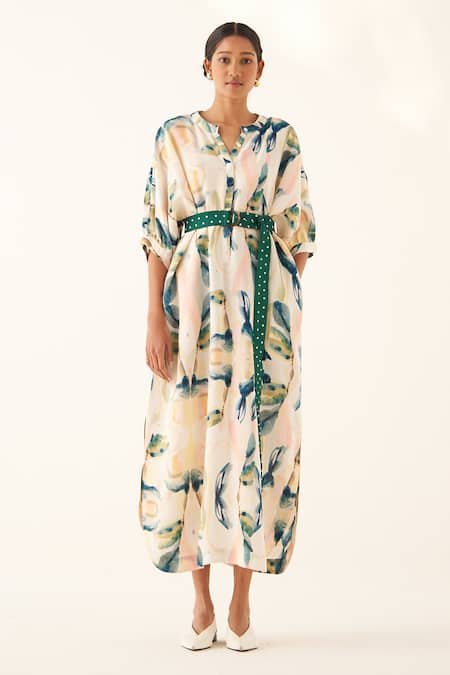 OFRIDA Paradiso Abstract Print Midi Dress 