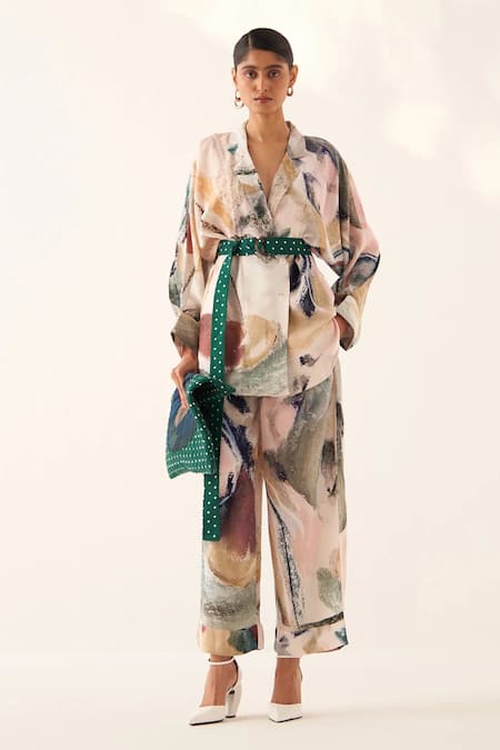 OFRIDA Rio Abstract Print Jacket & Pant Set 