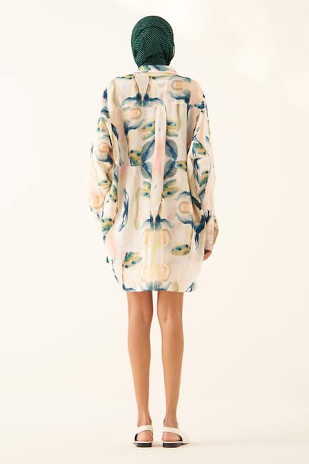 Shop_OFRIDA_Multi Color Light Cotton Linen Printed Paradiso Shirt And Shorts Set _at_Aza_Fashions