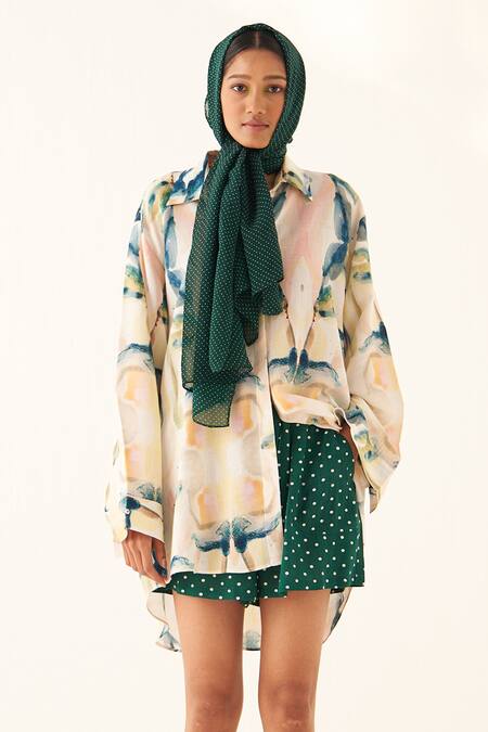 OFRIDA_Multi Color Light Cotton Linen Printed Paradiso Shirt And Shorts Set _Online_at_Aza_Fashions